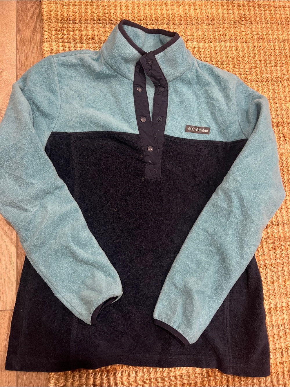 Columbia Two-Tone Fleece Pullover Jacket - Teal & Black
